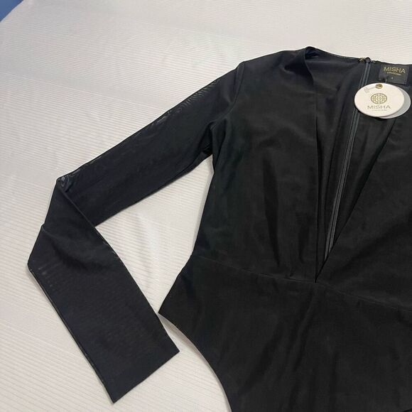 NWT MISHA Collection Revolve Black Maddelena Bodysuit Size Small New - Picture 3 of 12